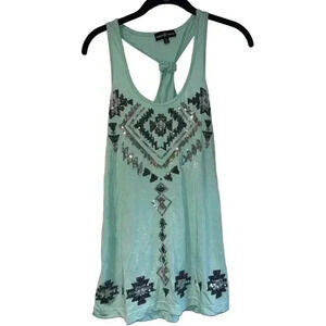 Teal Aztec Razor‎ Back Tank-top Size S B48
